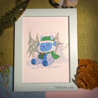 Image 1 of Abominable Snowman - "I love winter" Seasonal Glitter Print