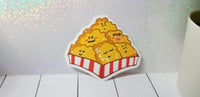 Image 1 of Cute Kawaii Red and White Stripe Golden Brown Chicken Nuggets Sticker