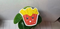 Image 1 of Cute Kawaii Yellow and Red Stripe Happy French Fries Sticker