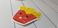 Image 3 of Cute Kawaii Yellow and Red Stripe Happy French Fries Sticker