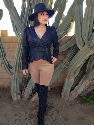 Image of Paris Faux Leather Blouse 