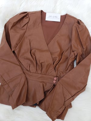 Image of Paris Faux Leather Blouse 