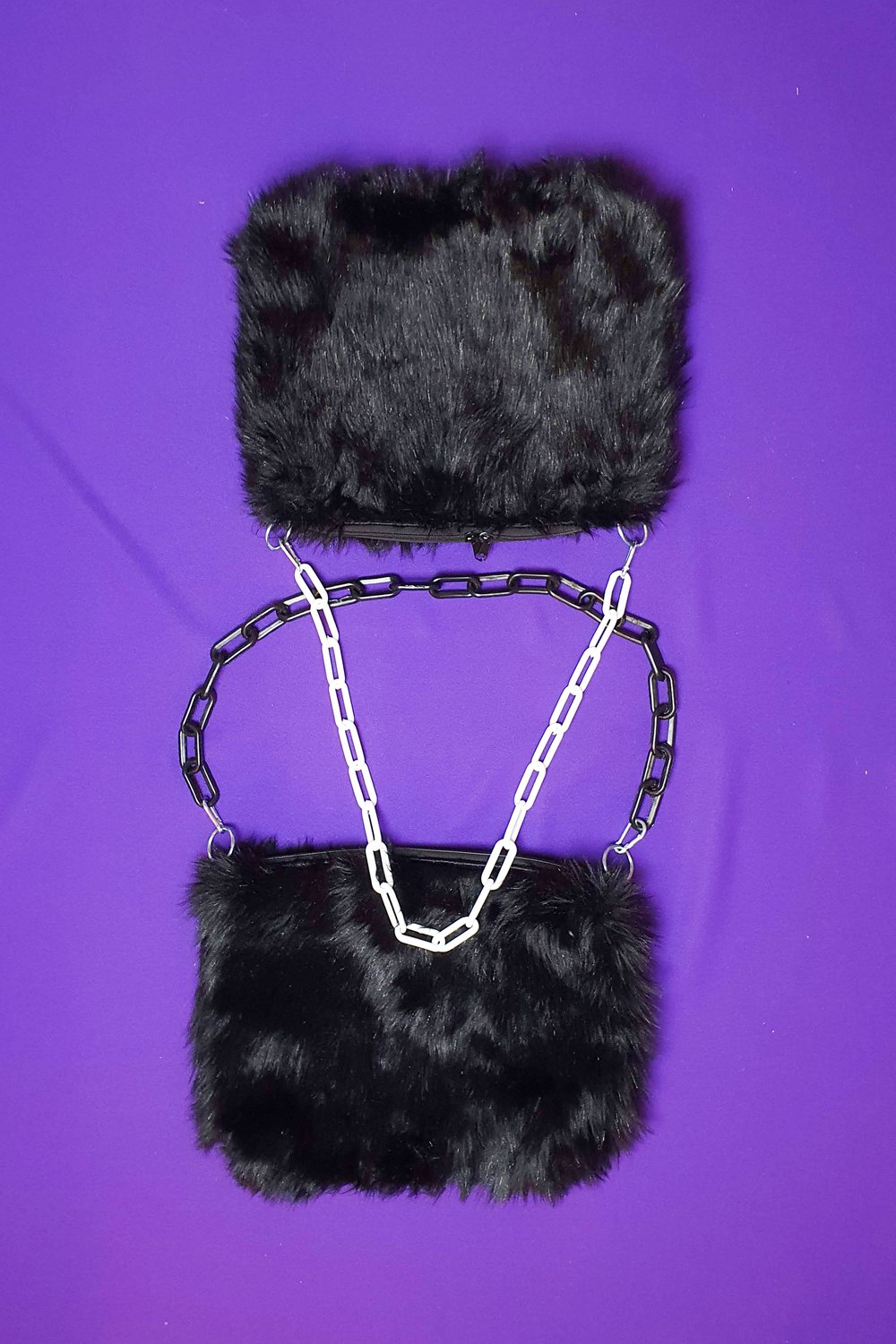 Image of Black furry purse