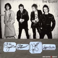 Image 1 of The Clash autographs stickers Joe Strummer, Paul Simonon, Mick Jones Topper Headon vinyl decal