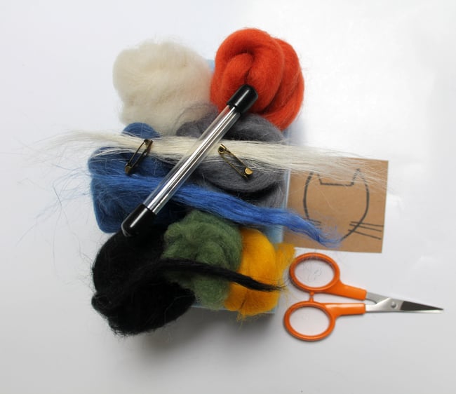 Needle felt a cat brooch kit
