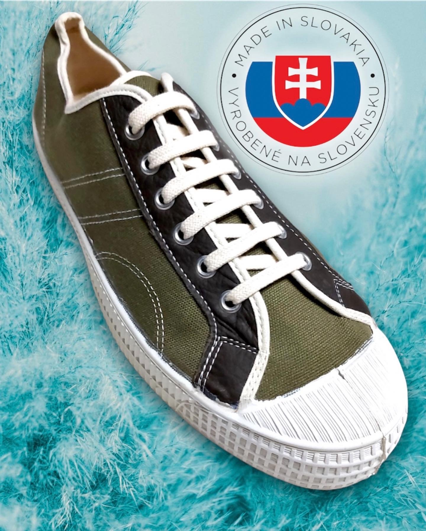 Image of VEGANCRAFT canvas + leather trainer sneaker shoes made in Slovakia 