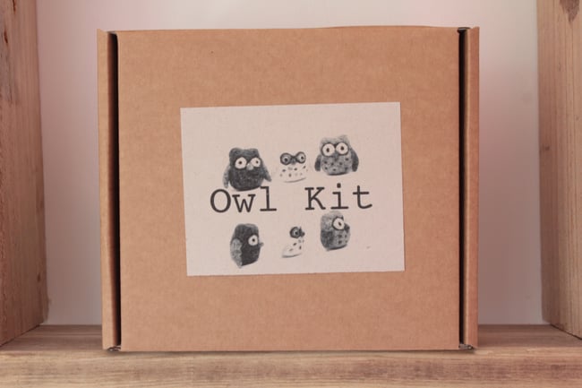 Teeny owls, needle felting kit