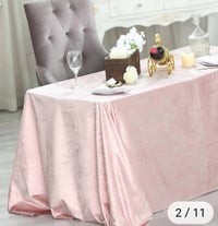 Image 3 of 90" x 132" Blush Pink  Velvet Rectangle Tablecloth