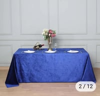 Image 1 of 90" x 132" Royal blue Velvet Rectangle Tablecloth