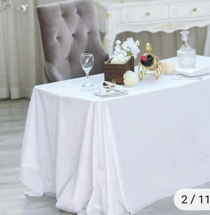Image of 90"x132" White velvet Rectangular Tablecloth