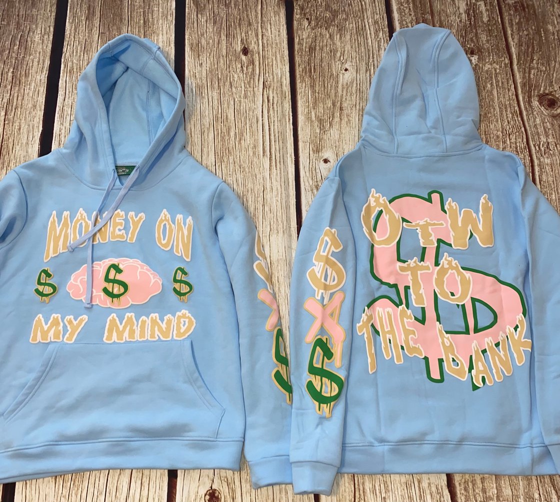 Image of $$$ Hoodie -Light Blue 