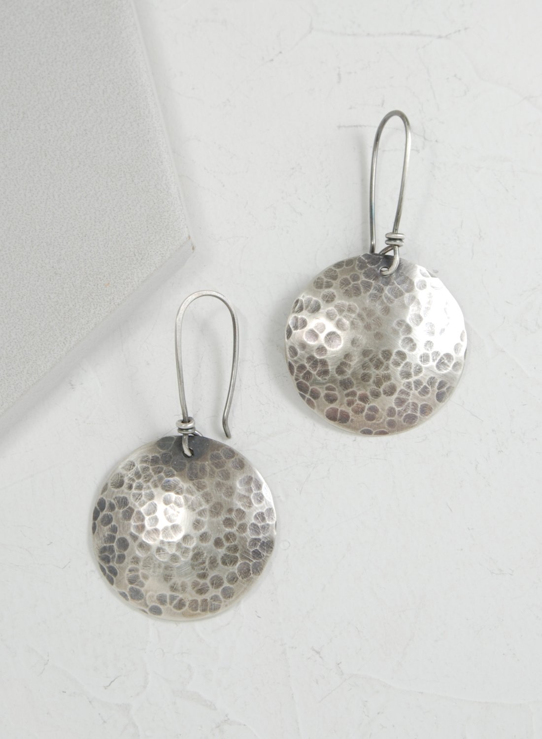 Image of Sterling Hammered Disk Earrings