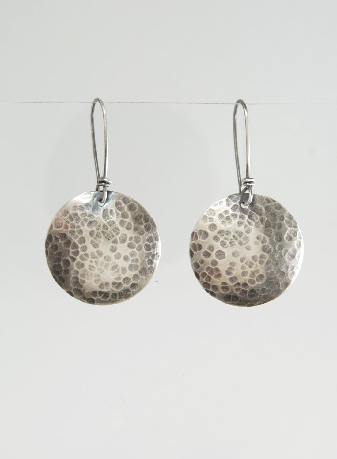 Image of Sterling Hammered Disk Earrings