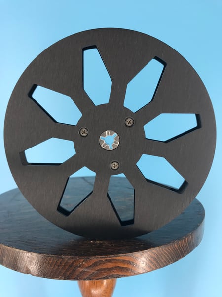 Image of Burlington Recording 1/4" x 7" Heavy Duty BLACK Trident Metal Reel in Black Box - 8 Spike Windows 