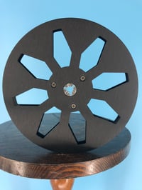 Image 1 of Burlington Recording 1/4" x 7" Heavy Duty BLACK Trident Metal Reel in Black Box - 8 Spike Windows 