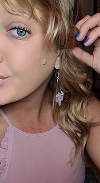 Image 3 of Lavender quartz earrings.