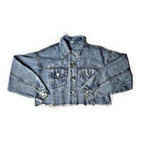Image 3 of Cropped Top Cardinal Denim Jacket