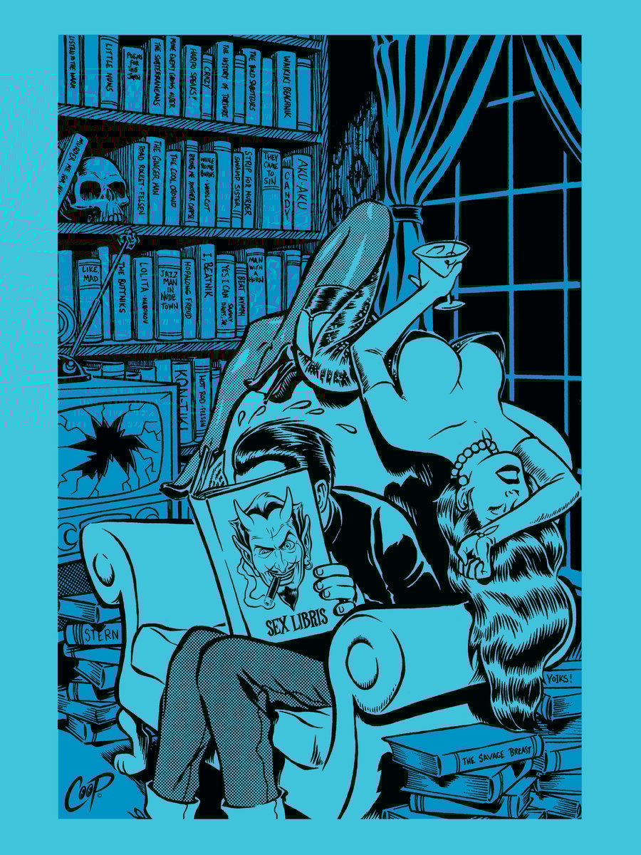 Image of BIBLIOPHILE (Blue Version) Silkscreen Print