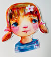 Girl with Pigtails - 3" vinyl sticker