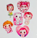I LUV U Valentines sticker set  - 6 vinyl stickers
