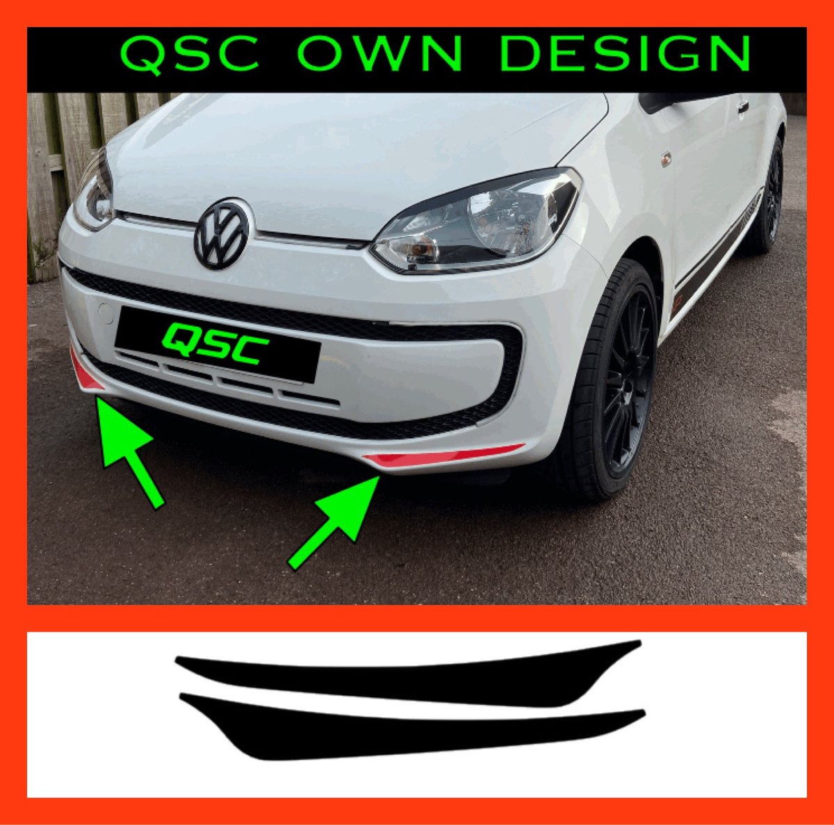 X2 Vw Up! Front Bumper Trim Stickers | QsCustom