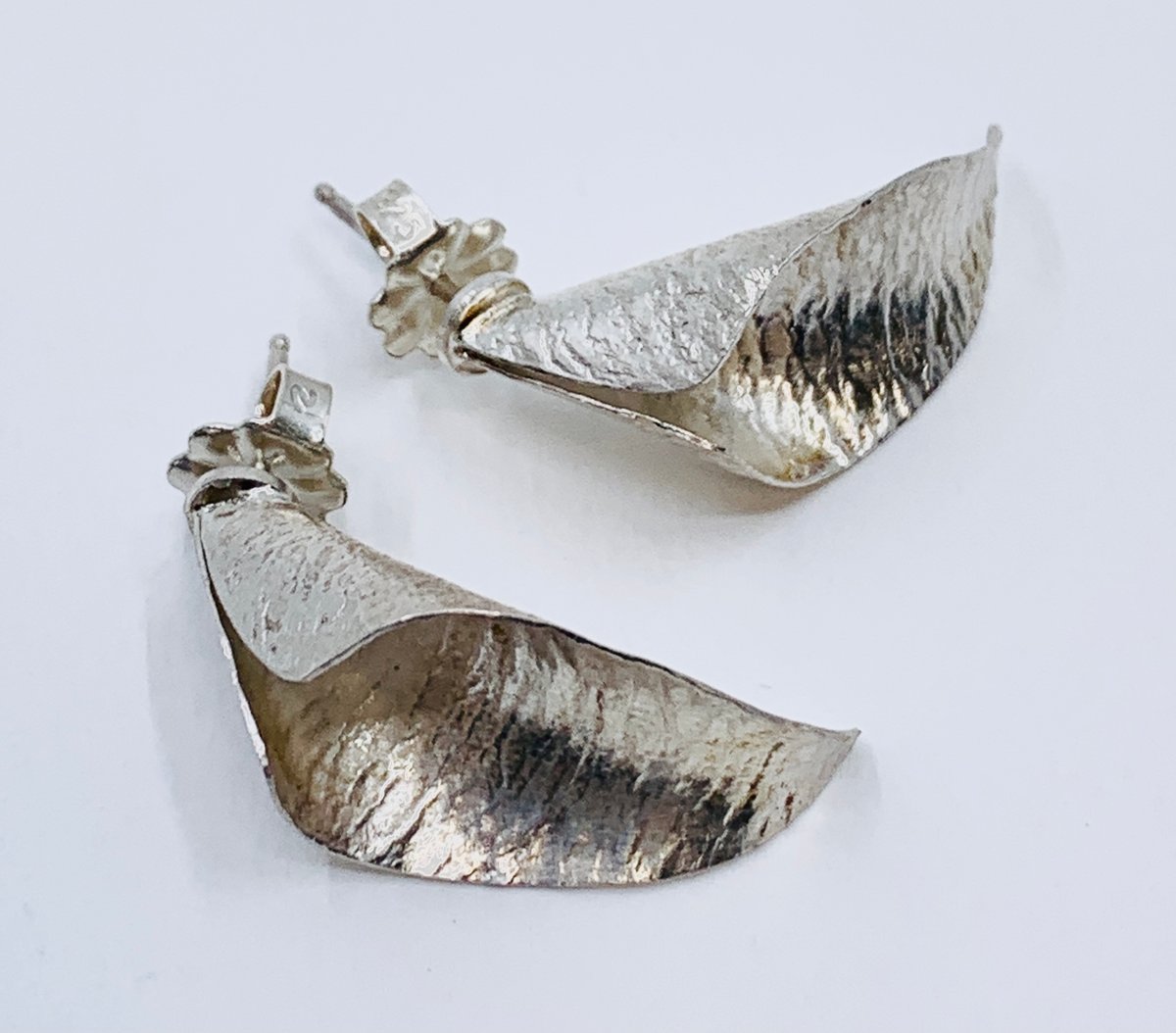 Sterling Silver Pod Leaf Earrings by Lauren Nall