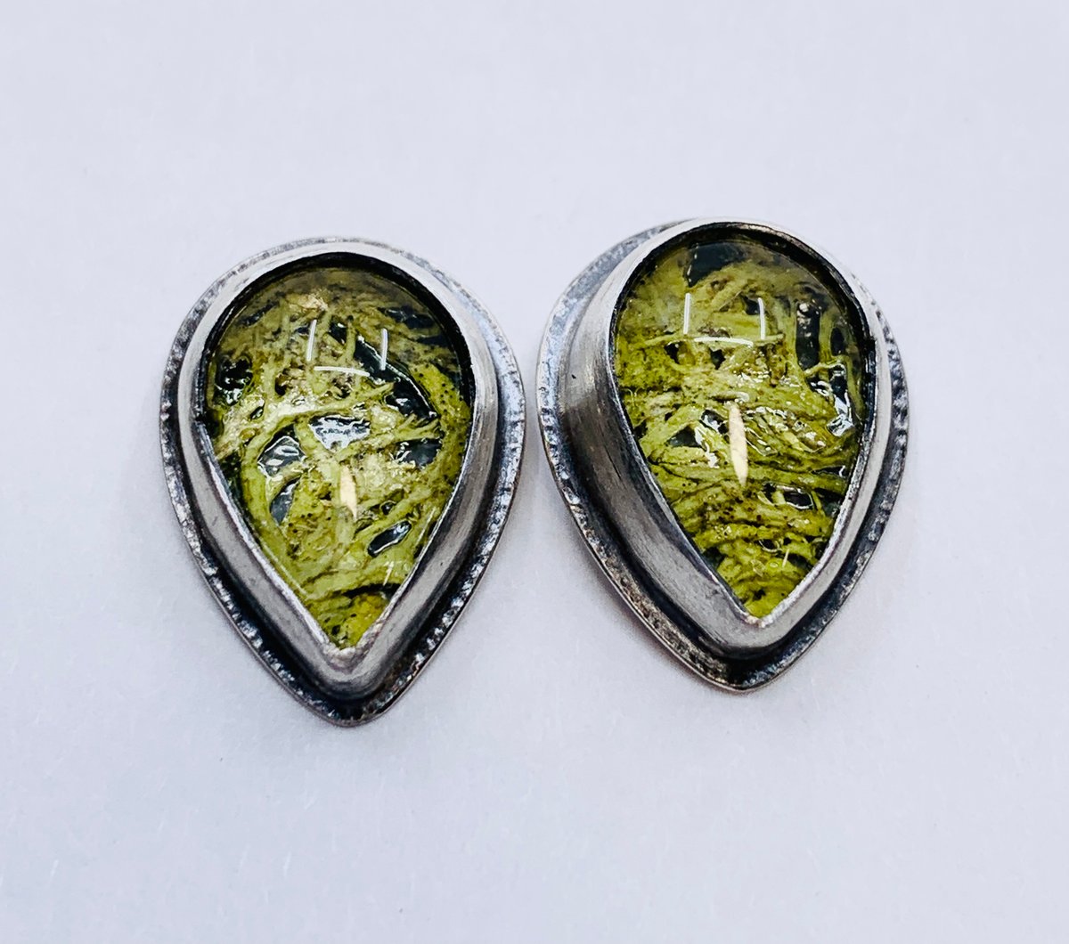 Silver Lichen Earrings by Lauren Nall