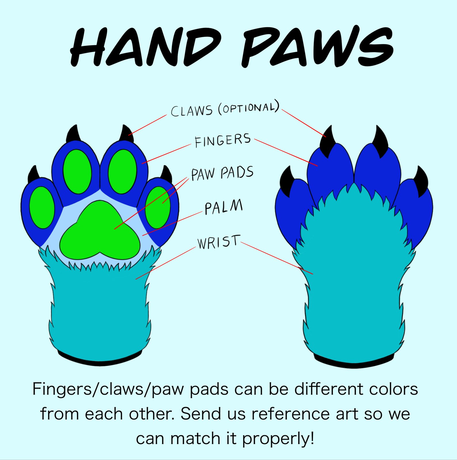 furry hand paw template