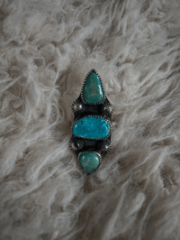 Image 1 of Triple Turquoise Sterling Silver Statement Ring