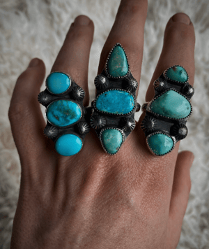 Image of Triple Turquoise Sterling Silver Statement Ring