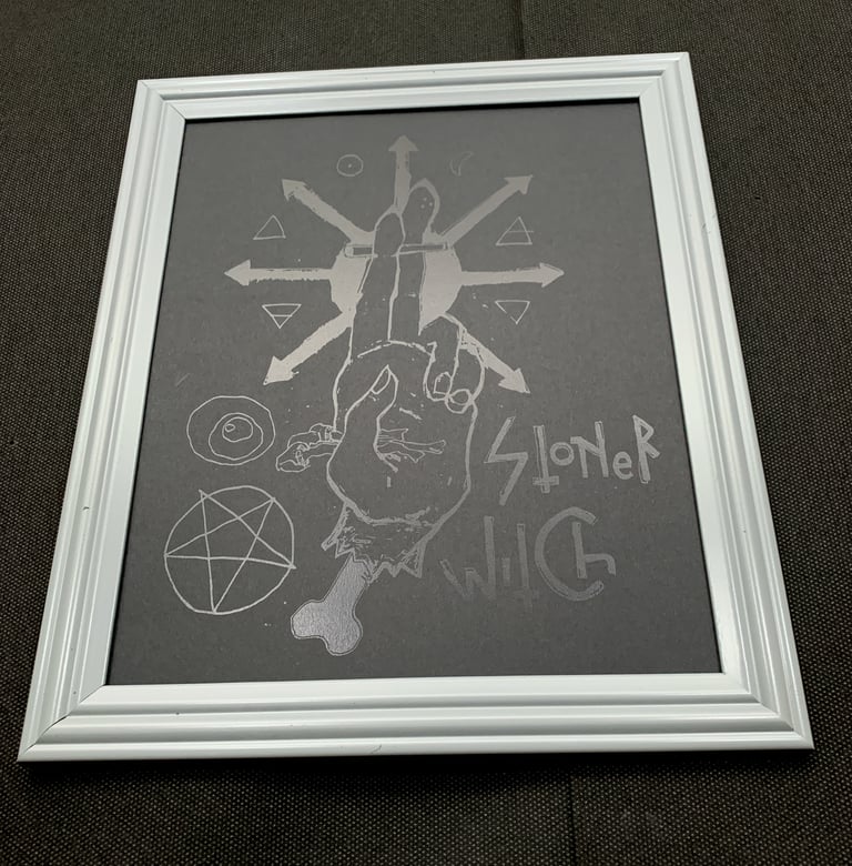 stoner witch BLACK on BLACK (original screenprint) FRAMED gray Image 2