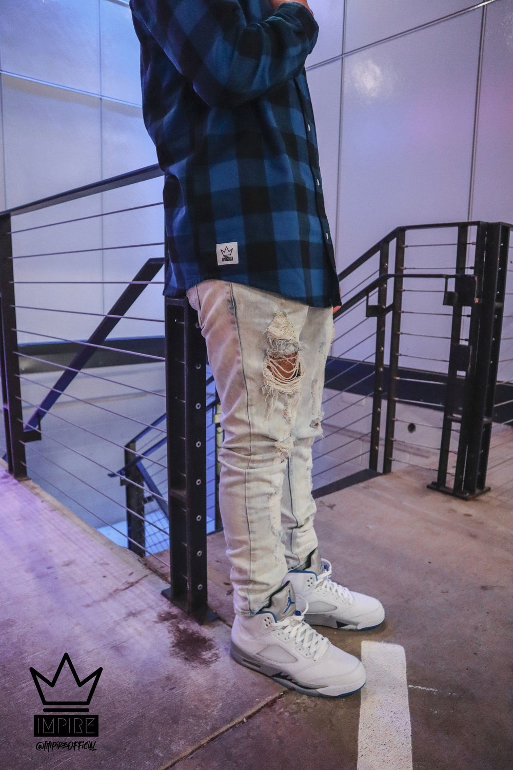 Image of 'CALLIGRAPHY' FLANNEL (BLUE)