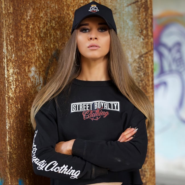 Street Royalty Black Cropped Crew Jumper