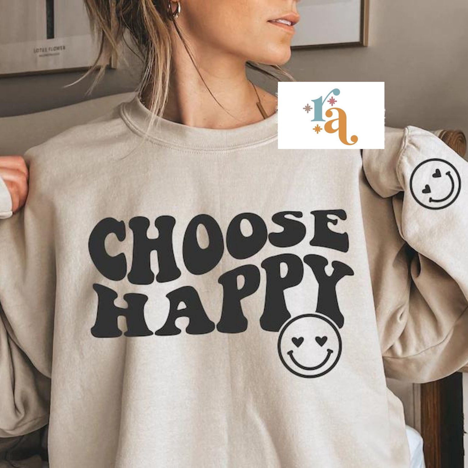 Image of PRE ORDER Choose Happy Retro Crewneck