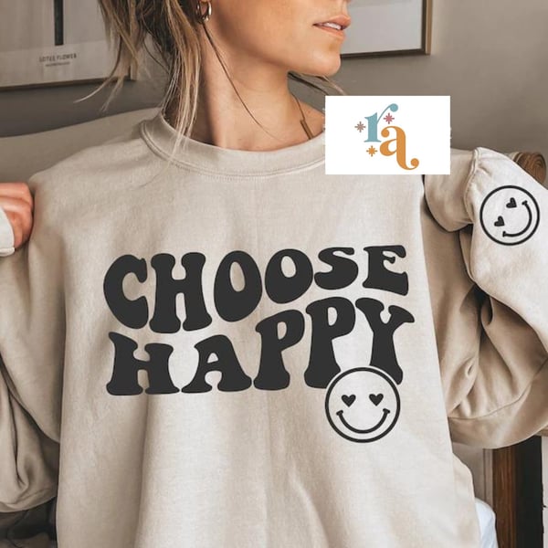 Image of PRE ORDER Choose Happy Retro Crewneck