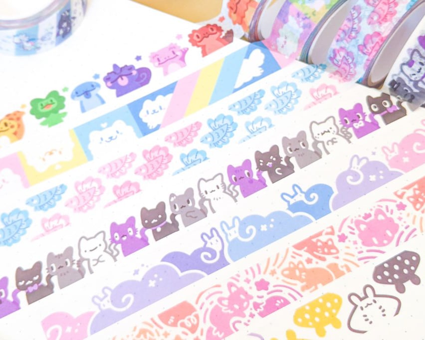 Kawaii Cat Washi Tape | Black Cat Washi | Scrapbooking Tape | Washi Gift |  Cute Cat Tape | Planner Tape | Decorative Washi | Aesthetic Washi