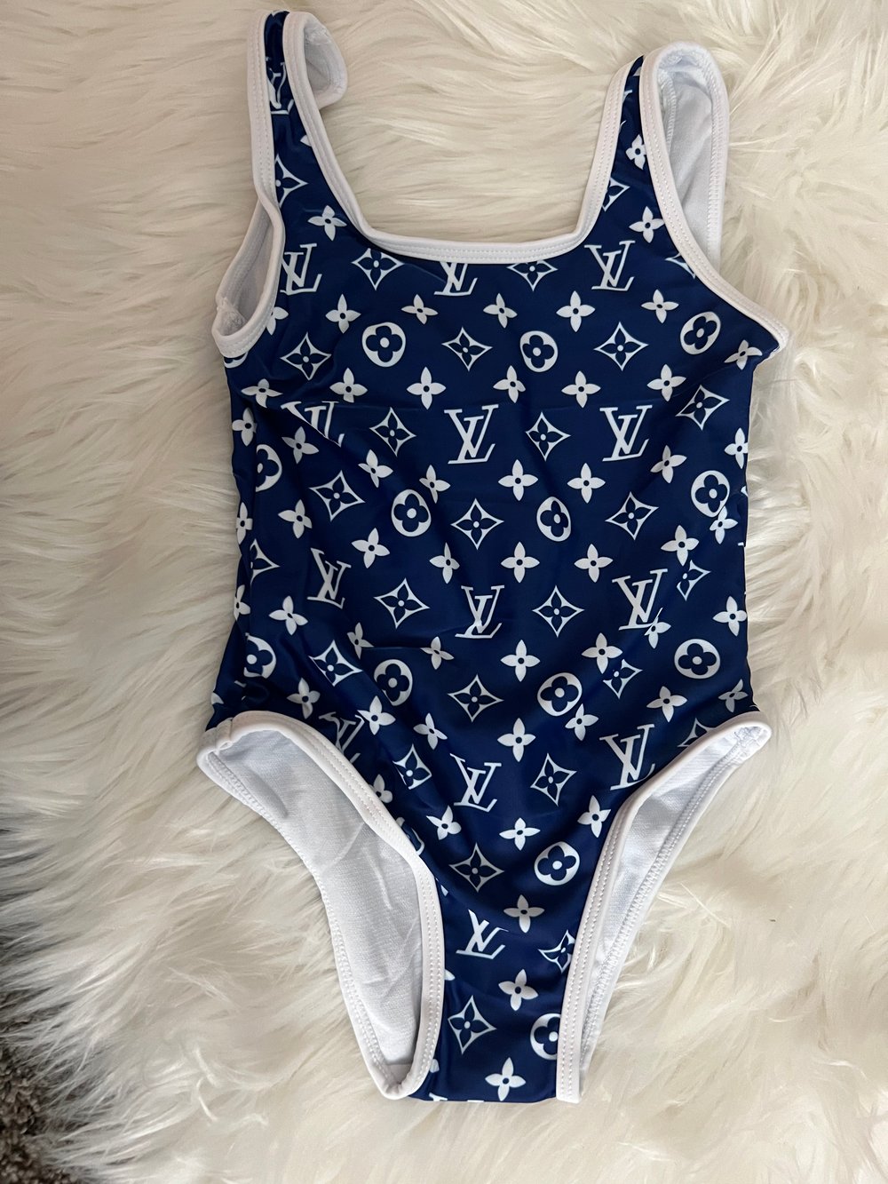 Blue&white Louis Vuitton bathing suit