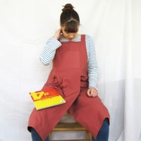 Image 1 of NEW COLOUR! Canvas Pottery Apron, Split Leg. dusty red/pink No4:5