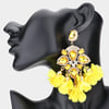 Large Evening Teardrop Flower/Leaf Earrings, Chandelier Drop Earrings, Pageant Earrings