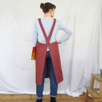 Image 4 of NEW COLOUR! Canvas Pottery Apron, Split Leg. dusty red/pink No4:5