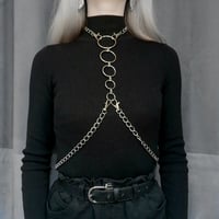 Image 1 of Silver chain harness and multiple rings
