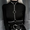Underbust chain harness and triple O ring