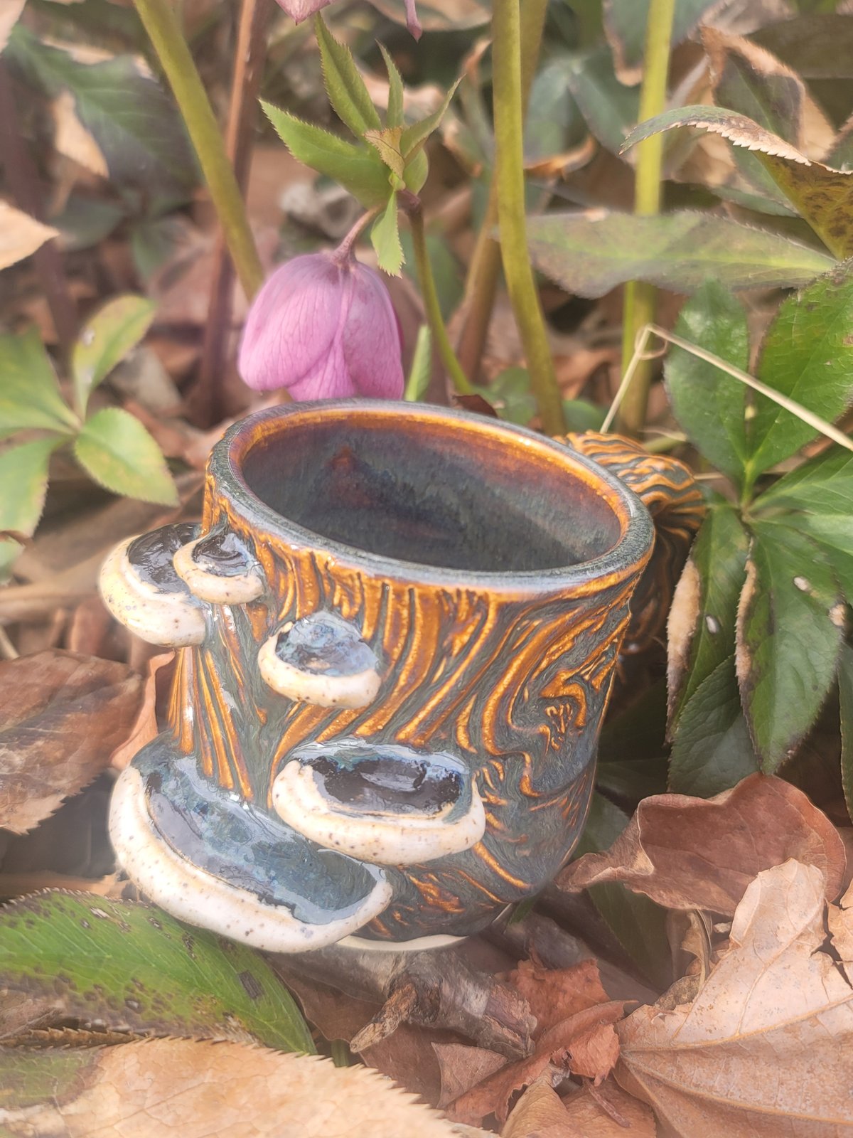 Medium Woodcut Mug with Mushrooms