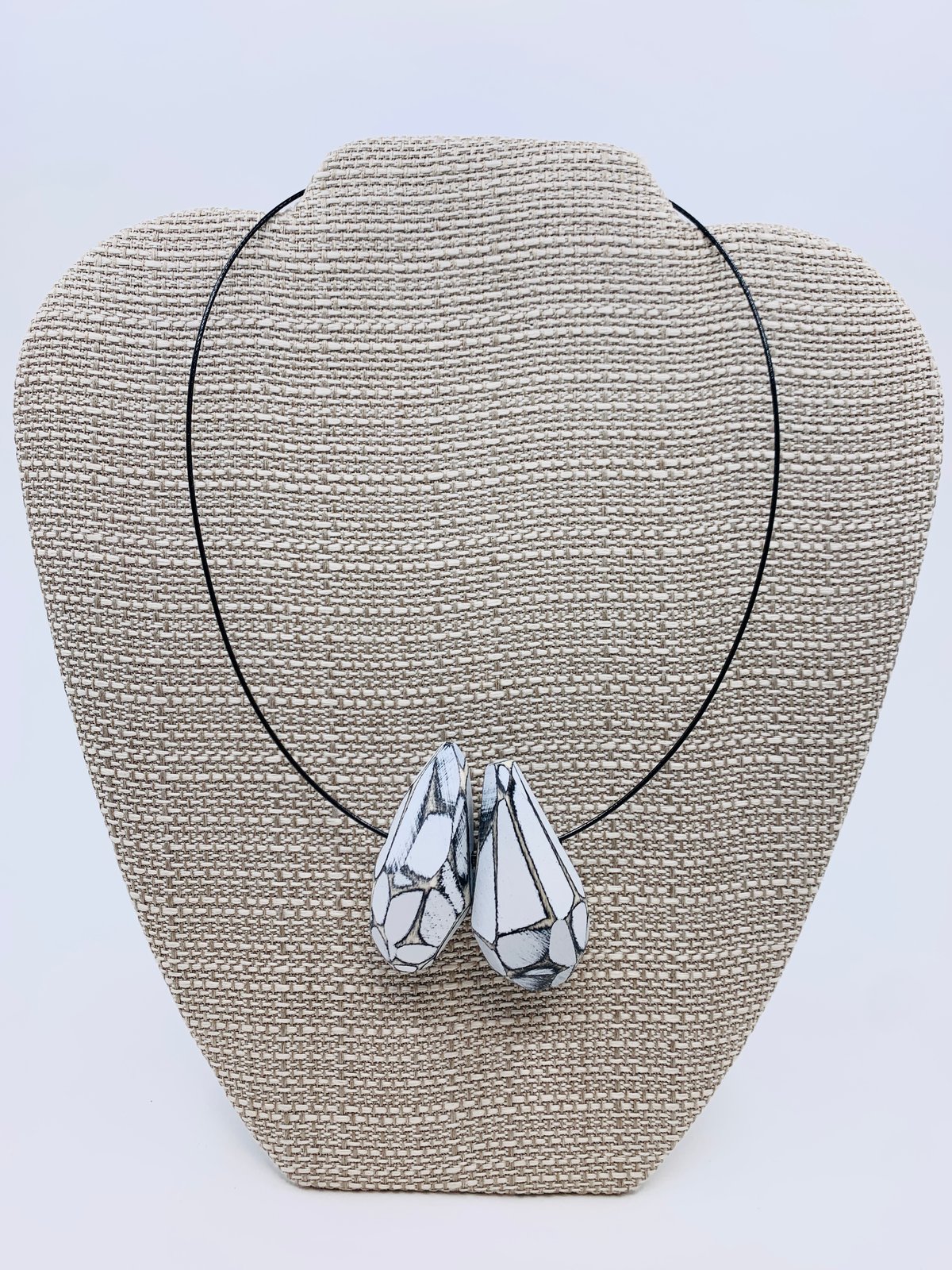 Faceted Wooden White Necklace by Morgan Hill