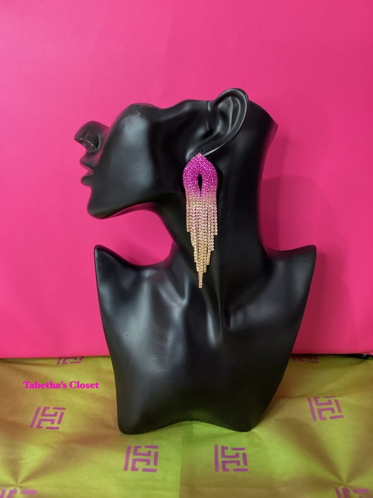 Image of Magenta Goldie Ombré Crystal Earrings 