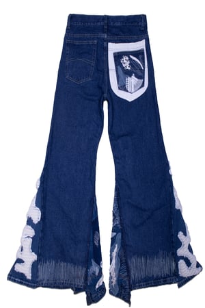 Image of MASSTAK - Flared Lace Patchwork Jeans