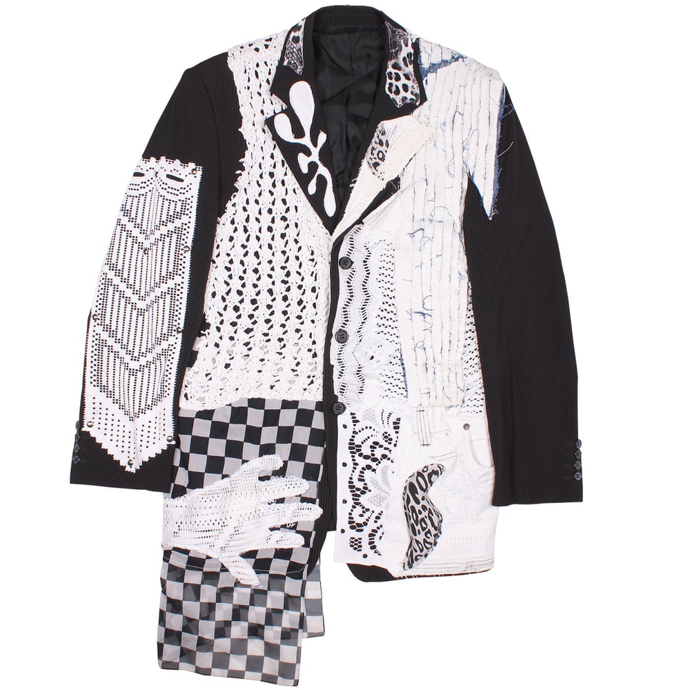 Image of  MASSTAK - Lace Stripes Blazer (Black)