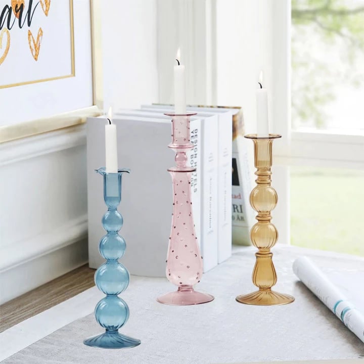 Image of Trio of romantic glass candle holders 