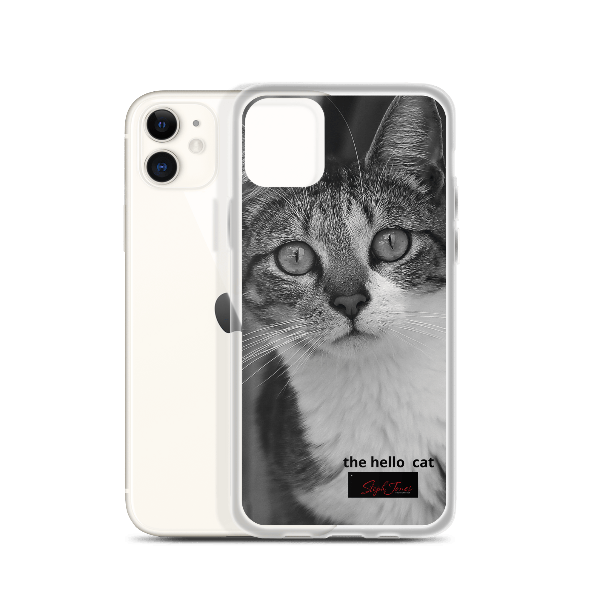 Image of iPhone Case. The Hello Cat. Steph Jones Pet Portrait Collection. 