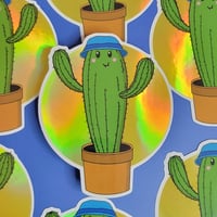 Image 1 of Saguaro Buddy Holographic Vinyl Sticker